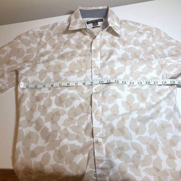 Men's Michael Kors Slim Fit Shirt w/Leaf Motif - Cotton Blend - Picture 3 of 16